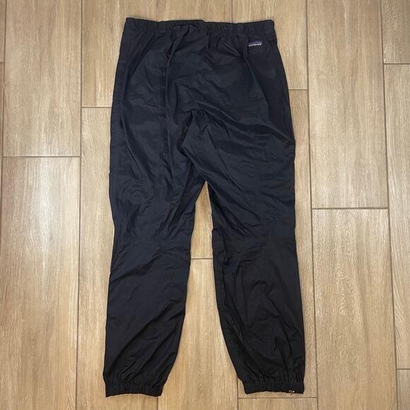 READ Patagonia Men’s L Nylon Rain Pants Black Zip Ankles Hiking Shell Drawstring - Picture 2 of 9
